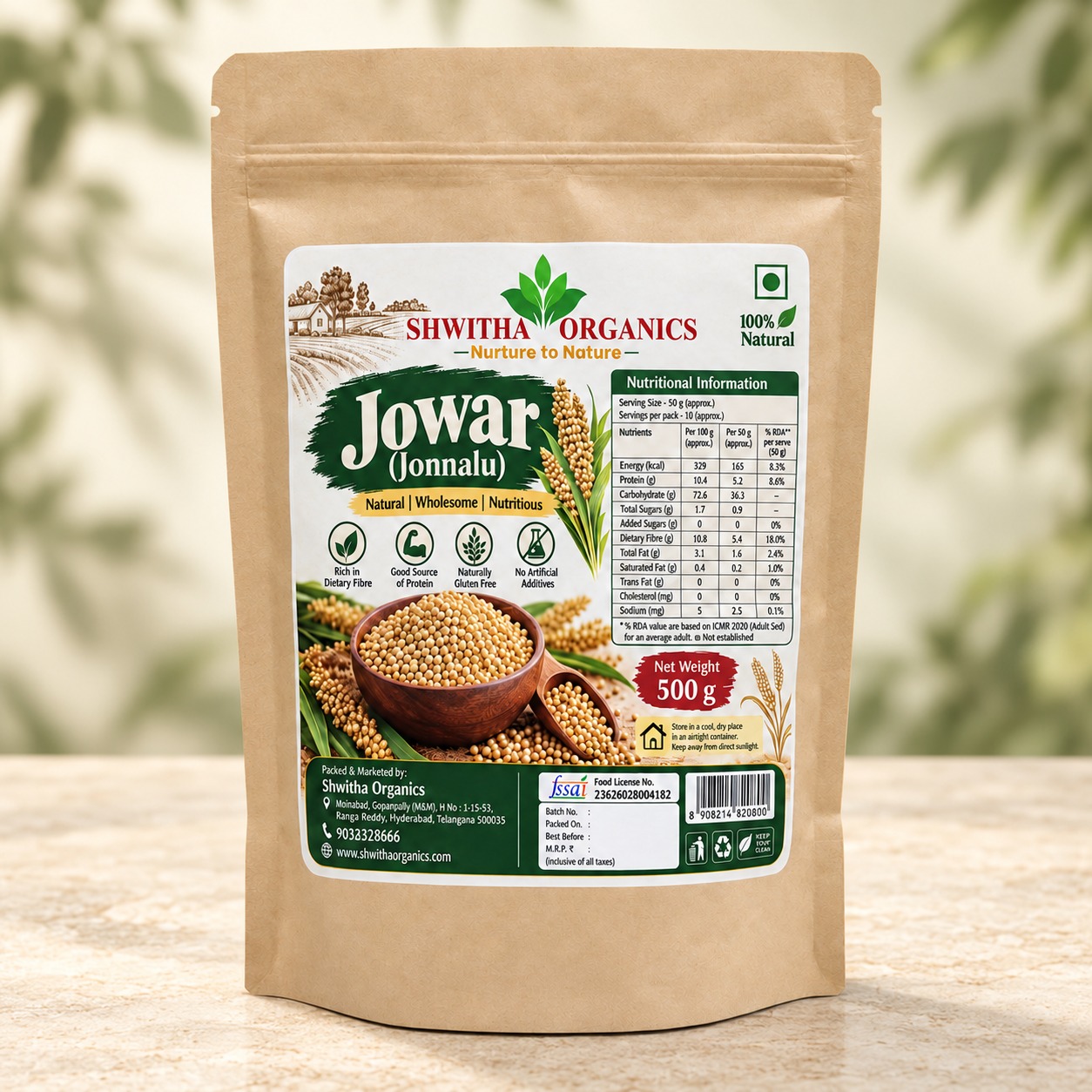 Shwitha Organics Jowar (Jonnalu) 500 g