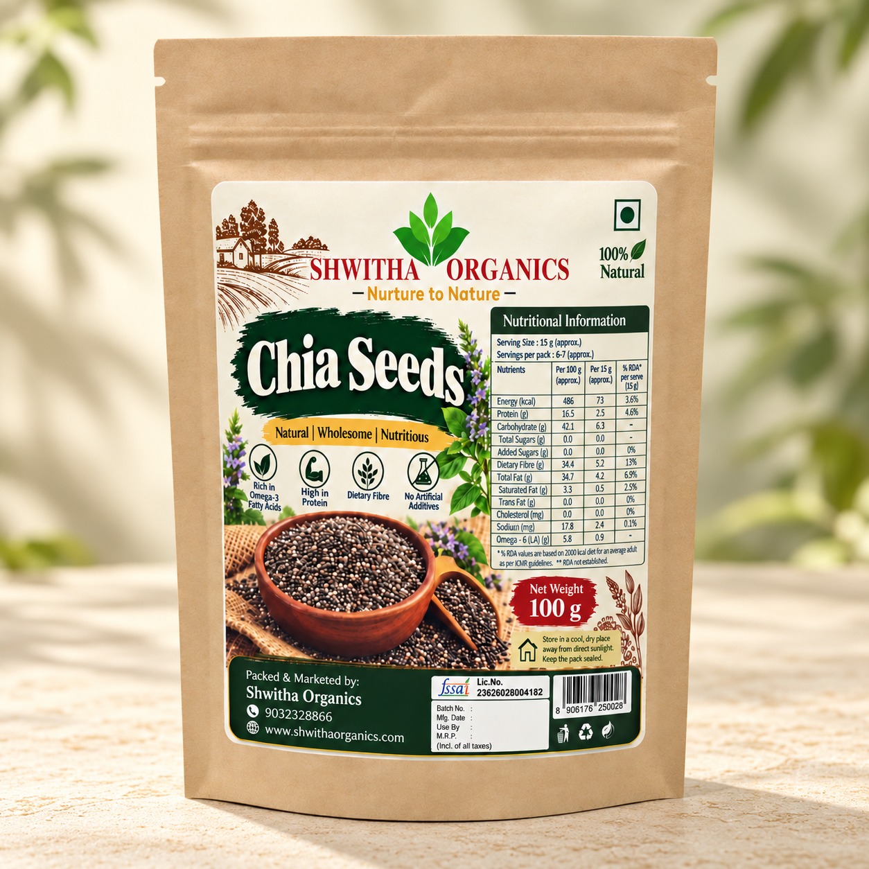 Shwitha Organics Chia Seeds 100 g