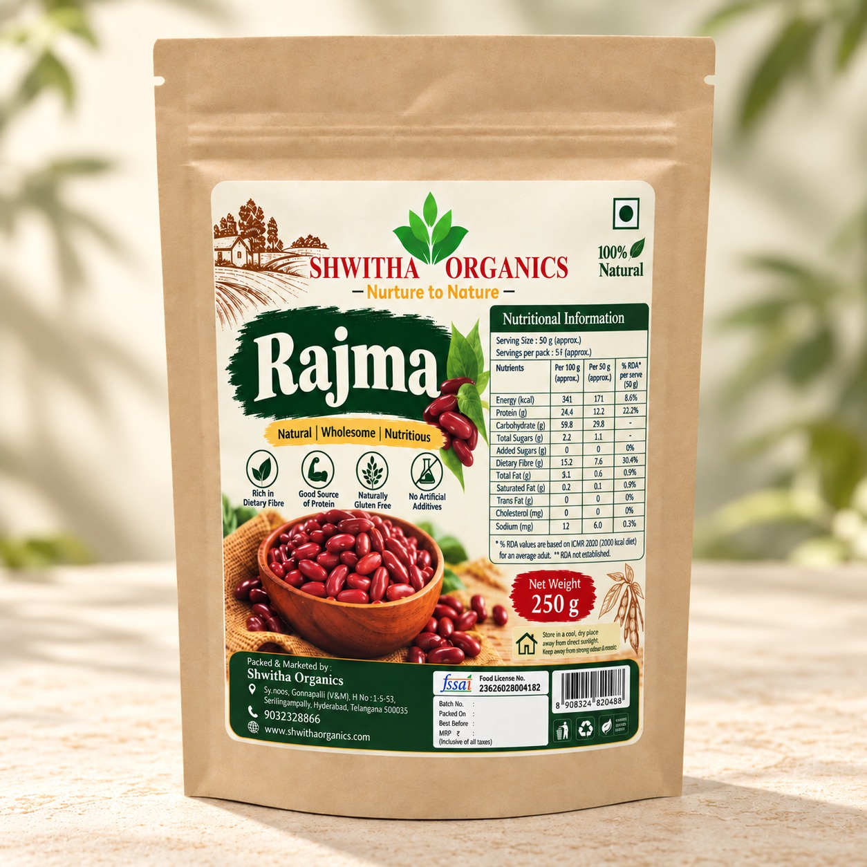 Shwitha Organics Rajma (Red Kidney Beans) 250 g