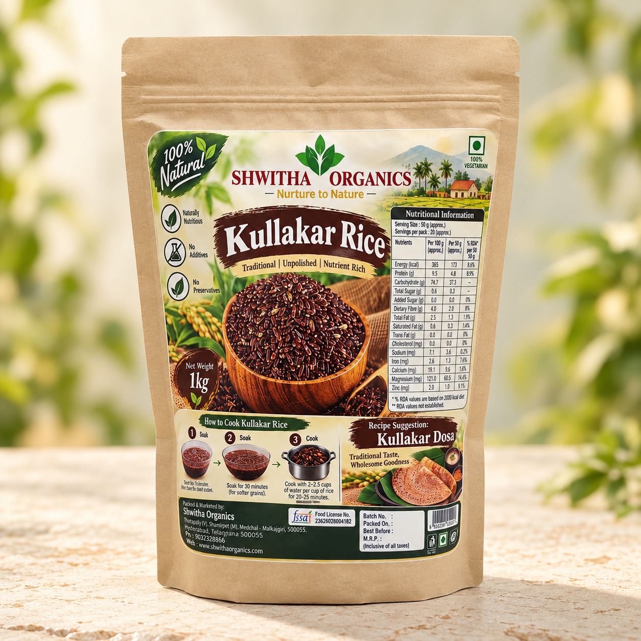 Shwitha Organics Kullakar Rice 1 kg