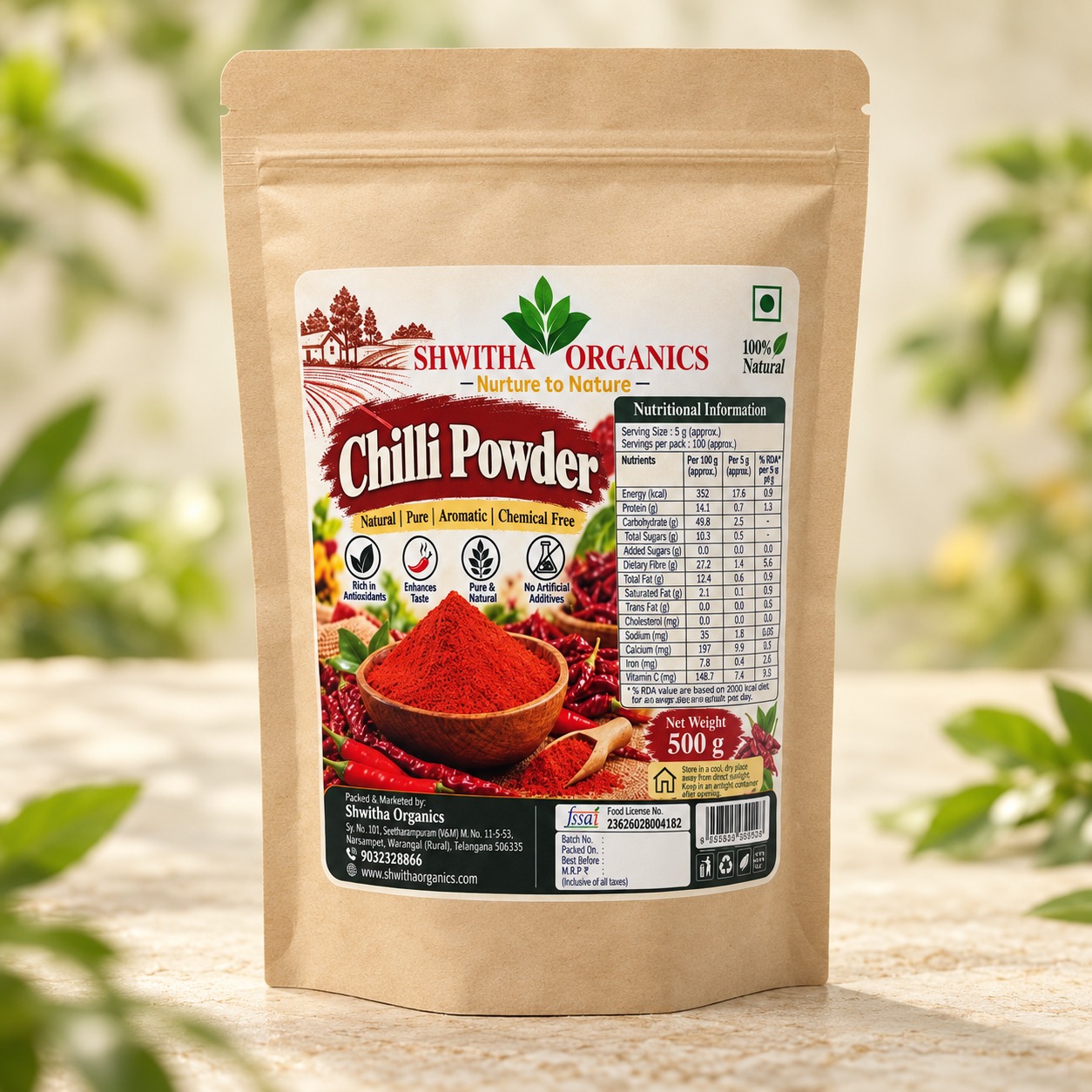 Shwitha Organics Chilli Powder 500 g