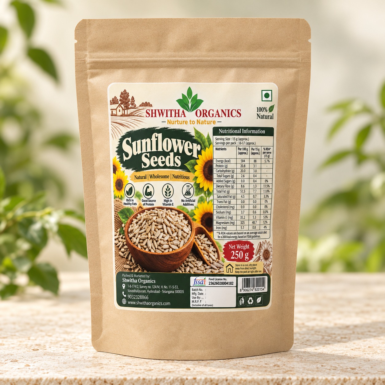 Shwitha Organics Sunflower Seeds 250 g